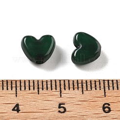 50PCSアクリルビーズ  天然石風ビーズ  ハート  濃い緑  6.5x8x3.5mm  穴：1.6mm&nbsp;OACR-S044-01G