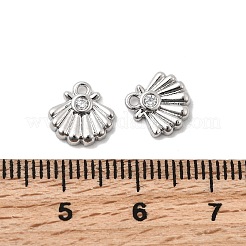 真鍮製マイクロパヴェキュービックジルコニアペンダント  貝殻の形のチャーム  プラチナメッキ  9x9x2mm  穴：1mm&nbsp;KK-A277-07P