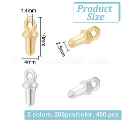 400個 2色 CCB プラスチックカップペグベイルペンダント  片穴ビード用  プラチナ·ゴールデン  10x4mm  穴：1.4mm  ピン：2.5mm  200個/カラー&nbsp;FIND-PH0010-70