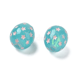 半透明の樹脂ビーズ  ホログラフィックビーズ  星付き卵  エナメル  グリーン  14.5x12mm  穴：2.4mm&nbsp;RESI-D312-06A-01