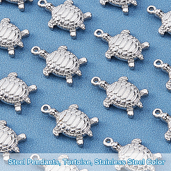 304ステンレススチールペンダント20個  カメ  ステンレス鋼色  21x14x4mm  穴：1.5mm&nbsp;STAS-UN0028-62