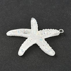 不透明樹脂ペンダント  プラチナ鉄ループ付き  ヒトデ  41x38x7.5mm  穴：2mm&nbsp;RESI-C061-03C-01