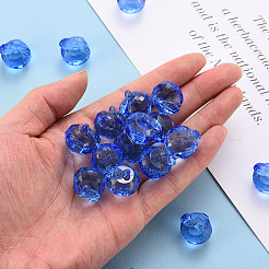 透明なアクリルパーツ  多面カット  3のdリンゴ  ブルー  17.5x19x18mm  穴：2mm  約151個/439g&nbsp;LS-TACR-T024-05B-940