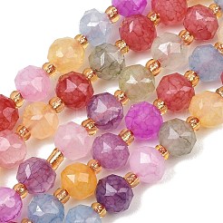 染色された模造翡翠ガラスビーズ連売り  ラウンド  多面カット  カラフル  7~7.5mm  穴：1.4mm  約42個/連  13.98''（35.5センチメートル）&nbsp;GL-Z001-02B-06