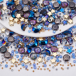 DIYビーズキット485個  混合スタイルのガラスビーズを含む  CCBプラスチックビーズ  混合図形  ミックスカラー  2~10x2~14x2~7.5mm  穴：0.7~3.5mm&nbsp;DIY-NB0014-27C