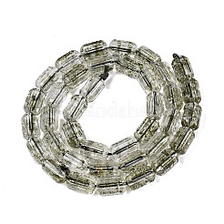 クラックル透明ガラスビーズ連売り  コラム  多面カット  オリーブ  9~9.5x5.5~6mm  穴：1~1.2mm  約37~38個/連  13.39~13.78インチ（34~35cm）&nbsp;GLAA-N068-05A-02