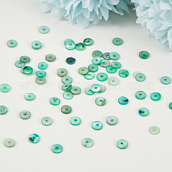 天然淡水シェルビーズ 150 個  染め  ディスク  ライトシーグリーン  6x1mm  穴：1.2mm&nbsp;SHEL-AR0001-09