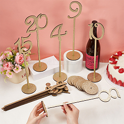ナンバー1~20の木製テーブル席札  結婚式のための  飲食店  誕生日パーティーの装飾  ゴールド  80x350mm&nbsp;AJEW-WH0696-590