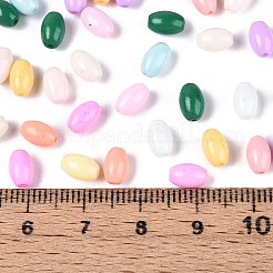 焼付塗装ガラスシードビーズ  オーバル  ミックスカラー  7x4~4.5mm  穴：0.9mm  約2500個/ポンド&nbsp;SEED-T007-15M