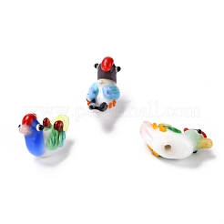 手作りランプワークビーズ連売り  鳥  カラフル  17~19x23~28x10~12mm  穴：1.5~2mm  約30個/連  13.78インチ（35cm）&nbsp;LAMP-I022-30