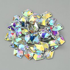 縫い付けラインストーン  樹脂ラインストーン  二つの穴  衣料品アクセサリー  菱形  20x16x6mm  穴：1.8mm  50個/袋&nbsp;RESI-WH0034-22A