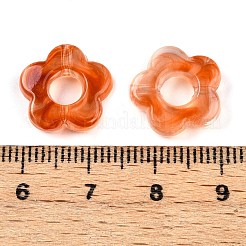 グラデーションカラー透明アクリルビーズ  中央掘削  花  ダークオレンジ  14x14.5x4mm  穴：1.6mm&nbsp;OACR-N137-49M