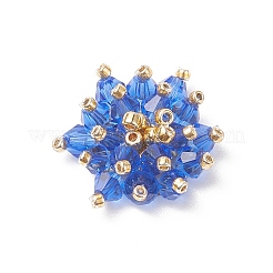 ガラスビーズカボション  黄金の鉄ふるいのパーツで  花  ミックスカラー  18~19x15~16x6~7mm&nbsp;FIND-JF00106