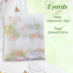 ポリエステル生地1枚  服装アクセサリー  花の長方形  ホワイト  1300x0.8mm  2ヤード/個&nbsp;DIY-HY0003-49C