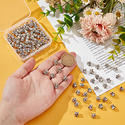 120 個のチベットスタイル合金チューブベイル  ループベイル  保釈ビーズ  コラム  鉛フリー＆カドミウムフリー  アンティークシルバー  9x7x7mm  穴：2mm&nbsp;TIBE-UN0001-11