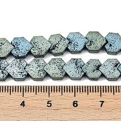 電気メッキされた天然溶岩岩ビーズ連売り  ハート  メッキグリーン  8~9x8x3mm  穴：1mm  約56個/連  15.75''~16.14''（40~41センチメートル）&nbsp;G-K388-04B-03