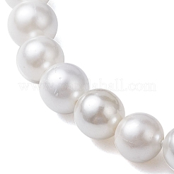 天然ラピスラズリチップ＆ラウンドパールシェルストレッチブレスレット（女性用）  内径：1-7/8インチ（4.7cm）&nbsp;BJEW-JB10552-01