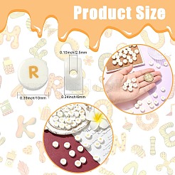 手作りプリント陶器ビーズ  a～zの文字  ラウンド  10mm  26個/セット&nbsp;PORC-CJZ0002-001B