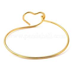 201ステンレススチールワイヤーラップハートバングル  18KGP本金メッキ  内径：2-1/2インチ（6.35cm）&nbsp;BJEW-E079-03G