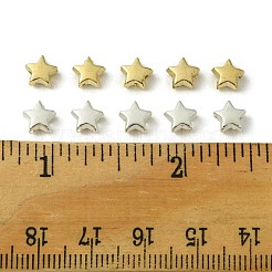 100個2色ccbプラスチックビーズ  スター  ゴールデン＆シルバー  6x6.5x3.5mm  穴：1.2mm  50個/カラー&nbsp;CCB-FS0001-02