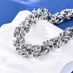 304ステンレススチールビザンチンチェーンブレスレット女性男性用  ステンレス鋼色  8-5/8x1/4インチ（22x0.8cm）&nbsp;BJEW-R018-16P