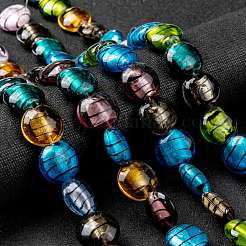 手作り銀箔ガラスベネチアンビーズ連売り  フラットラウンド  ミックスカラー  直径約20mm  厚さ10mm  穴：2.5mm  約20個/連  14~15インチ&nbsp;SL109