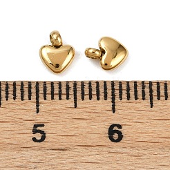 304ステンレススチールチャーム  ゴールドカラー  ハート  6x4.5x1.5mm  穴：1.2mm&nbsp;STAS-R170-01G-02