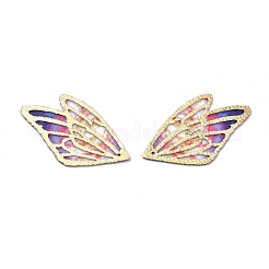 ファッションdiyのイヤリングジュエリーアクセサリー  模造金属布ペンダント  ウイング  パープル  31x18x0.6mm  穴：0.8mm&nbsp;X-FIND-R083-B05-03