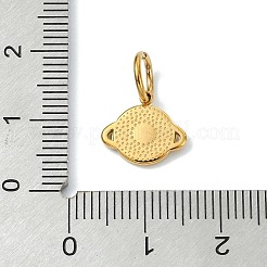 304ステンレススチールエナメルペンダント  ゴールドカラー  ブラック  惑星のチャーム  10x11.5x2mm  穴：5mm&nbsp;STAS-A145-01B-G