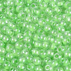 Fgbガラスシードビーズ  光沢のある内側の色  グレードA  ラウンド  ライムグリーン  6/0  4x3mm  穴：1.2~1.4mm  約6400個/ポンド&nbsp;SEED-Q040-08A-09
