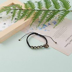 親友の友情のブレスレットセット  調節可能なワックスポリエステルコード編組ビーズブレスレット  合金キーと南京錠のペンダント付き  アクリルキューブビーズと真鍮製ラウンドビーズ  ミックスカラー  内径：2-1/8~3-6/8インチ（5.5~9.5cm）  2個/セット&nbsp;BJEW-JB05845-01