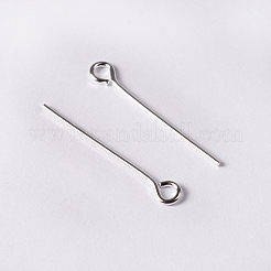 シルバーカラーメッキ真鍮アイピンジュエリー  カドミウムフリー＆鉛フリー  20x0.7mm  穴：2mm&nbsp;X-EPC2.0cm-S