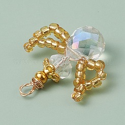 ガラスシードビーズペンダント  天使  ミックスカラー  22.5x19x8mm  穴：1.8mm&nbsp;PALLOY-MZ00354