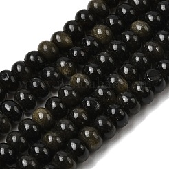 天然石ゴールデンシーンオブシディアンビーズ連売り  ロンデル  6.5~7x4~4.5mm  穴：0.8mm  約89個/連  15.35''（39センチメートル）&nbsp;G-A280-A15-01