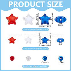 丸い星のプラスチックとアクリルビーズのファインディングキット540個  ミックスカラー  7.5~18x7.5~18x7~11mm  穴：2.3~3.2mm&nbsp;DIY-GA0009-16