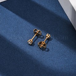 304ステンレススチールマイクロパヴェキュービックジルコニアスタッドピアス  フラットラウンド  18KGP本金メッキ  3.5mm&nbsp;EJEW-P299-01A-G