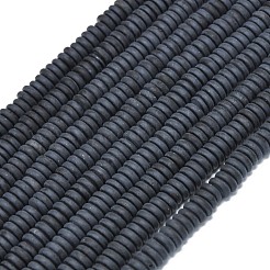 艶消し天然黒曜石ビーズ連売り  ロンデル  6x2mm  穴：1mm  約150~160個/連  14.57~14.96''（37~38センチメートル）&nbsp;G-K389-C44-01