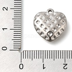変色防止304ステンレススチールペンダント  ハートチャーム  ステンレス鋼色  16x15.5x5mm  穴：1.4mm&nbsp;STAS-I310-22P