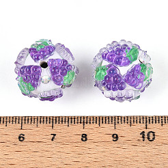 フルーツラウンド樹脂ビーズ  ポリマー粘土とラインストーン  混合図形  17~21.5mm  穴：2~2.5mm&nbsp;RESI-T059-03M
