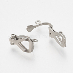 変色しにくい304ステンレススチールのクリップ式イヤリング金具  ステンレス鋼色  12x6x9mm  穴：1mm&nbsp;LS-STAS-T037-02