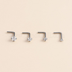 316 サージカルステンレス クリスタル ライントーン フラット ラウンド L 字型 ノーズリング  ステンレス鋼色  2.5mm&nbsp;WGCD50A-03