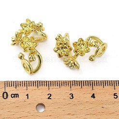 真鍮の花で包まれたヨーロッパのビーズ  大穴ビーズ  18KGP本金メッキ  25.5x15x12.5mm  穴：4.5mm&nbsp;KK-B142-01G
