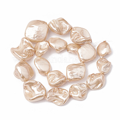 シェルパールビーズ連売り  洗練された  ナゲット  桃パフ  15~25x10~26x5~16mm  穴：1mm  約18個/連  14.96インチ&nbsp;BSHE-Q031-15F