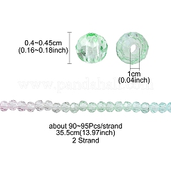 透明ガラスビーズ連売り 2本  ファセット（32ファセット）  ラウンド  ミディアムシーグリーン  4~4.5mm  穴：1mm  約90~95個/連  13.98インチ（35.5cm）&nbsp;GLAA-YW0001-54