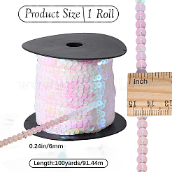 プラスチック製のスパンコール/スパンコールチェーンロール1ロール  ABカラー  ホワイト  6mm  1roll /セット&nbsp;FIND-CY0001-14B
