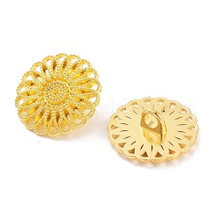 チベット風シャンクボタン  カドミウムフリー＆鉛フリー  花  ゴールドカラー  17x6mm  穴：2.5mm&nbsp;LS-TIBE-R179-RG-LF