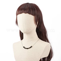 天然黒曜石チップビーズジュエリーセット  女性用 304 ステンレススチールアズキチェーン付き宝石ペンダントネックレスとクラスターダングルイヤリング  ステンレス鋼色  60mm  ピン：0.6mm  19.29インチ（49cm）&nbsp;SJEW-JS01231-01