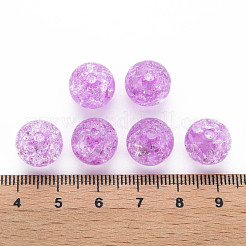 クリアクラックアクリルビーズ  ラウンド  スミレ  12x11mm  穴：2mm  約566個/500g&nbsp;MACR-S373-66A-N06
