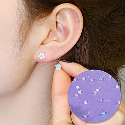 12ペア6色樹脂スタッドピアス  花  ミックスカラー  5.5x5.5mm  2対/カラー&nbsp;EJEW-SP0001-13