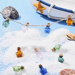 10 個 5 色ミニ高ホウケイ酸ガラスボトルビーズ容器  ウィッシングボトル  コルク栓付き  スター  ミックスカラー  2.35x2.05cm  2個/カラー&nbsp;GLAA-FS0001-70